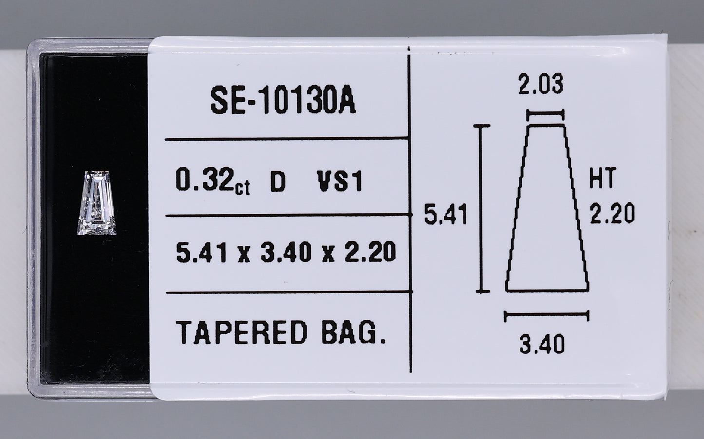 0.32 Carat Natural D VS1 Tapered baguette Diamond SE-10130A