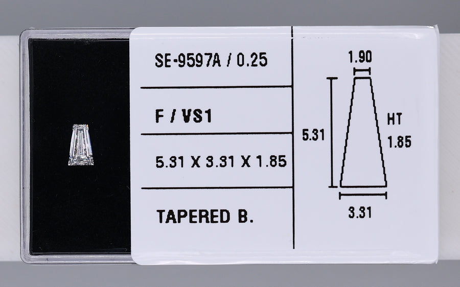 0.25 Carat Natural F VS1 Tapered baguette Diamond SE-9597A