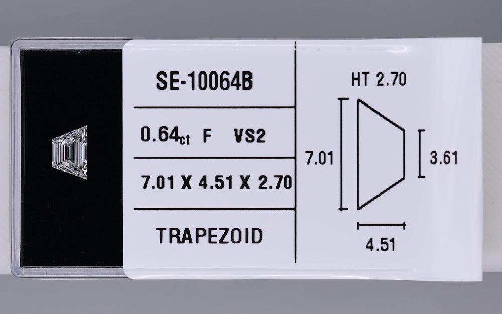 0.64 Carat Natural F VS2 Trapezoid Diamond SE-10064B