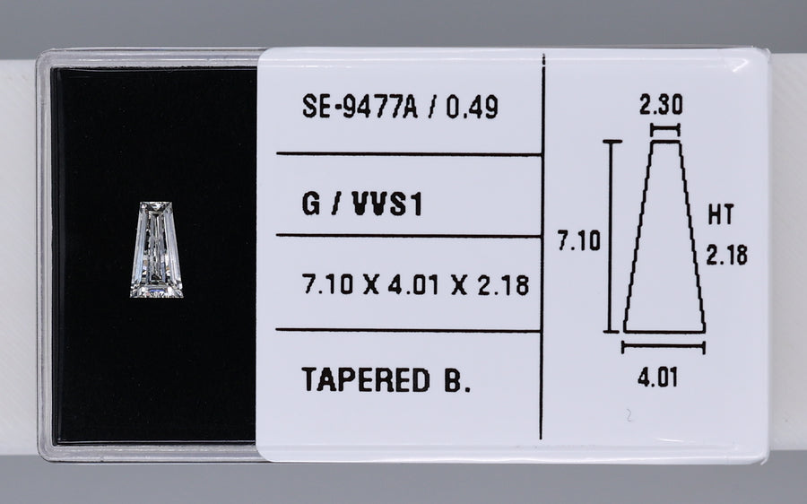 0.49 Carat Natural G VVS1 Tapered baguette Diamond SE-9477A