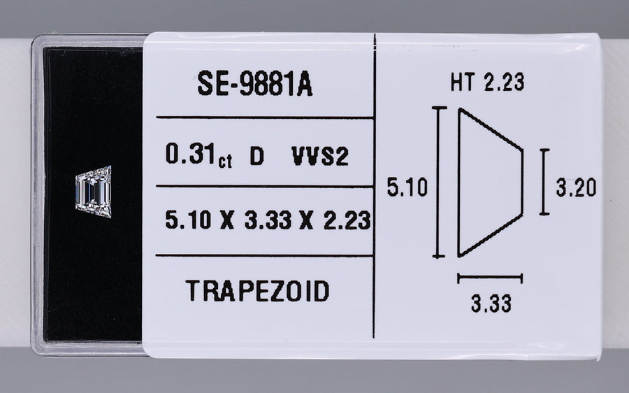 0.31 Carat Natural D VVS2 Trapezoid Diamond SE-9881A
