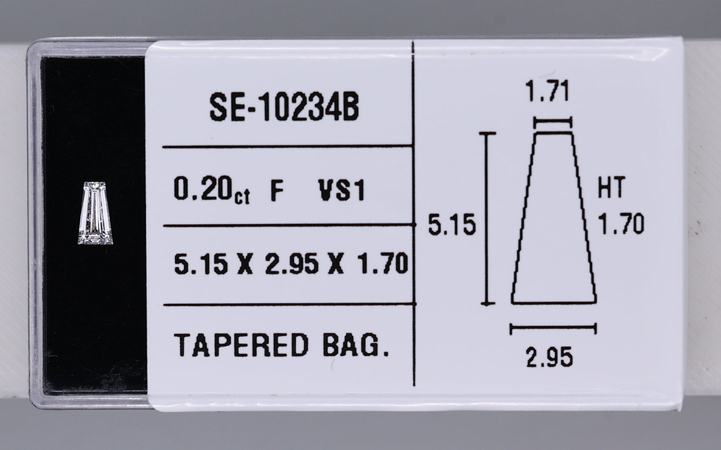 0.20 Carat Natural F VS1 Tapered baguette Diamond SE-10234B