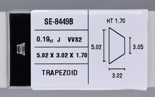 0.19 Carat Natural J VVS2 Trapezoid Diamond SE-8449BB