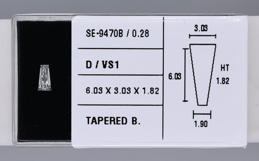 0.28 Carat Natural D VS1 Tapered baguette Diamond SE-9470B