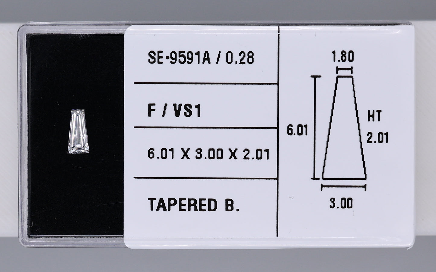 0.28 Carat Natural F VS1 Tapered baguette Diamond SE-9591A