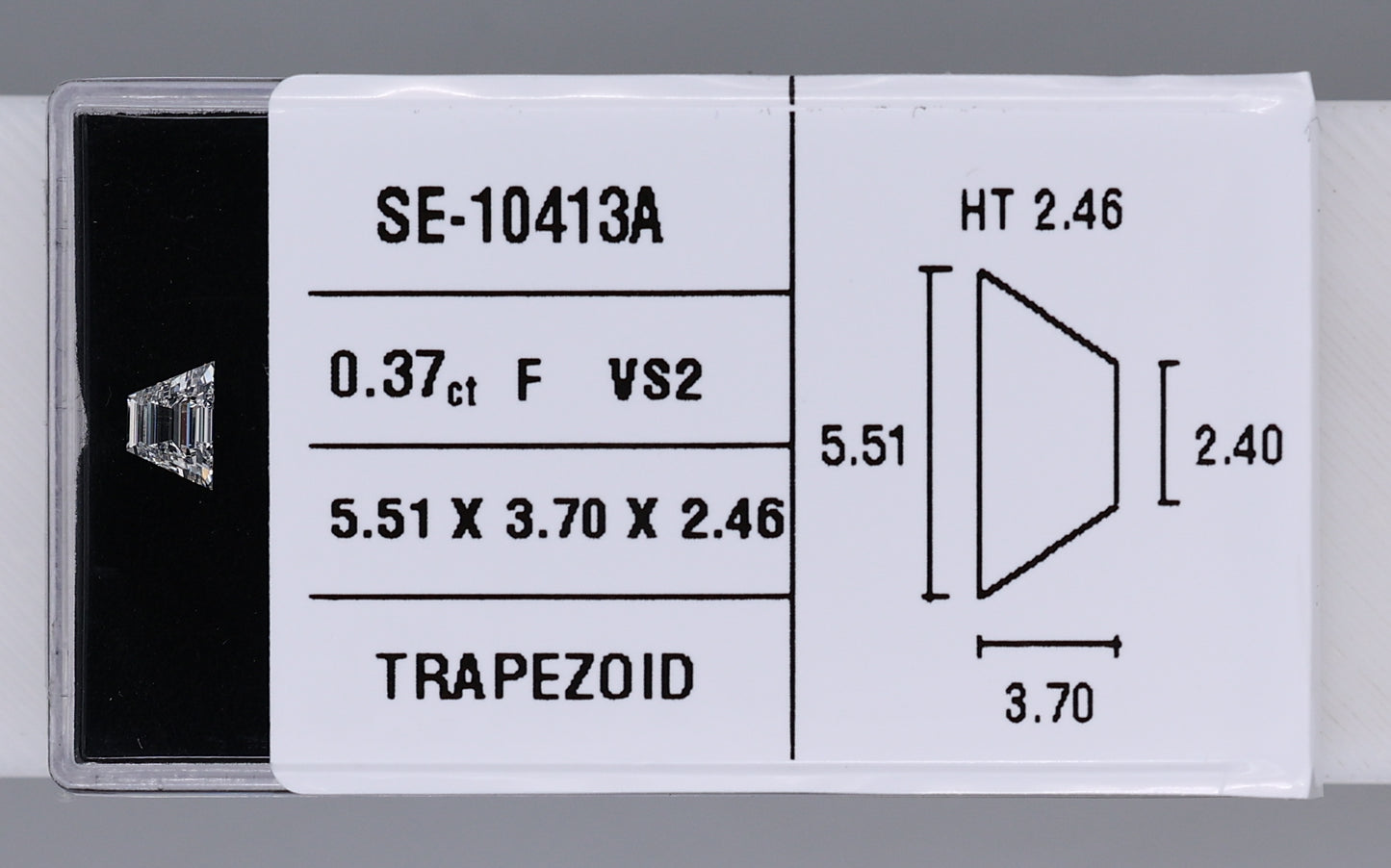0.37 Carat Natural F VS2 Trapezoid Diamond SE-10413A