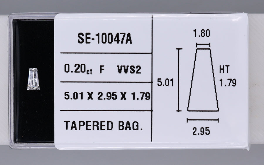 0.20 Carat Natural F VVS2 Tapered baguette Diamond SE-10047A