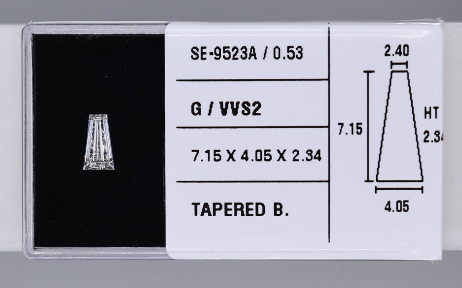 0.53 Carat Natural G VVS2 Tapered baguette Diamond SE-9523A
