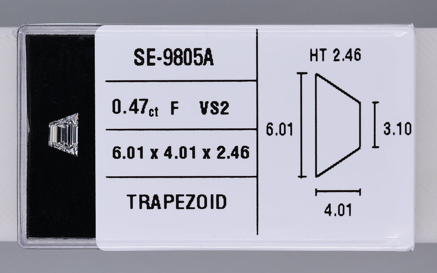 0.47 Carat Natural F VS2 Trapezoid Diamond SE-9805A