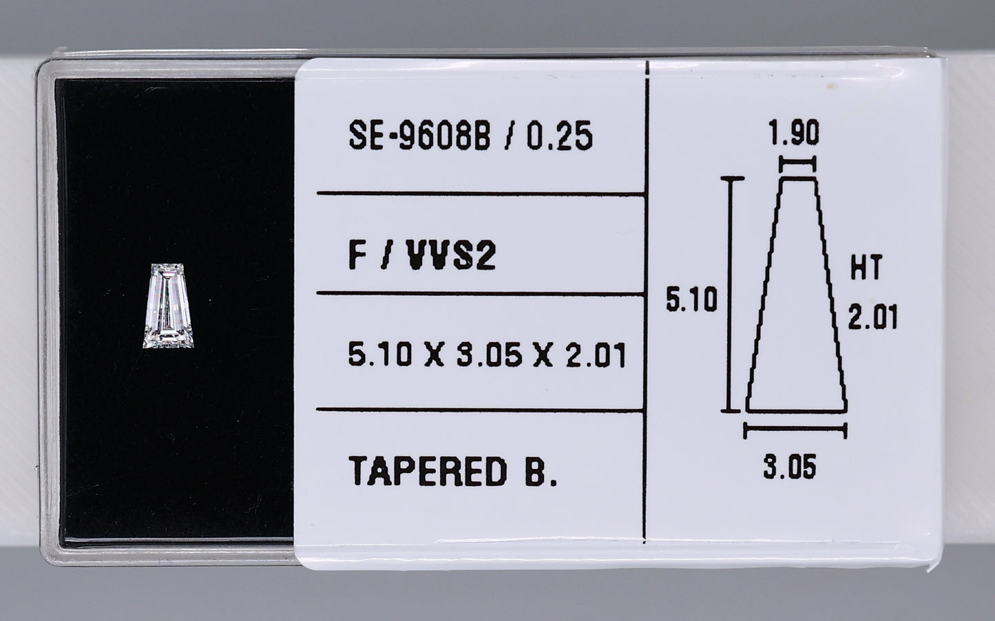 0.25 Carat Natural F VVS2 Tapered baguette Diamond SE-9608B