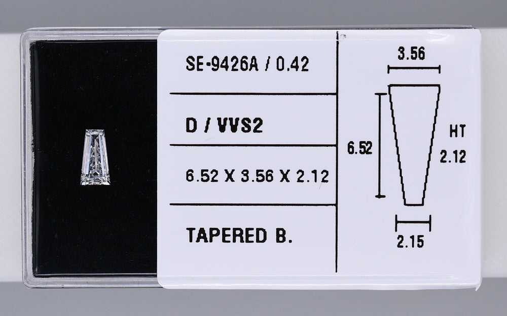 0.42 Carat Natural D VVS2 Tapered baguette Diamond SE-9426A