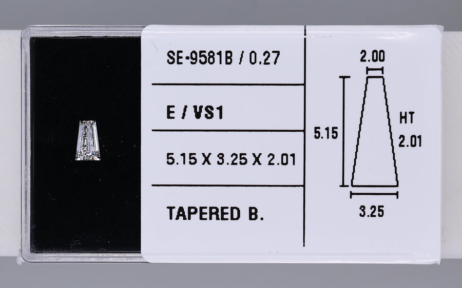 0.27 Carat Natural E VS1 Tapered baguette Diamond SE-9581B