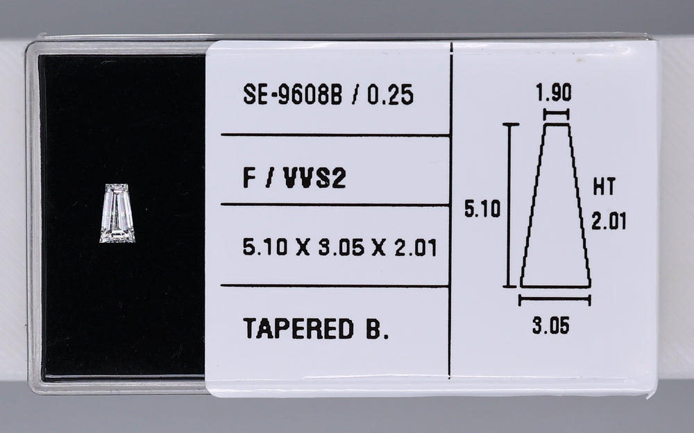 0.25 Carat Natural F VVS2 Tapered baguette Diamond SE-9608B