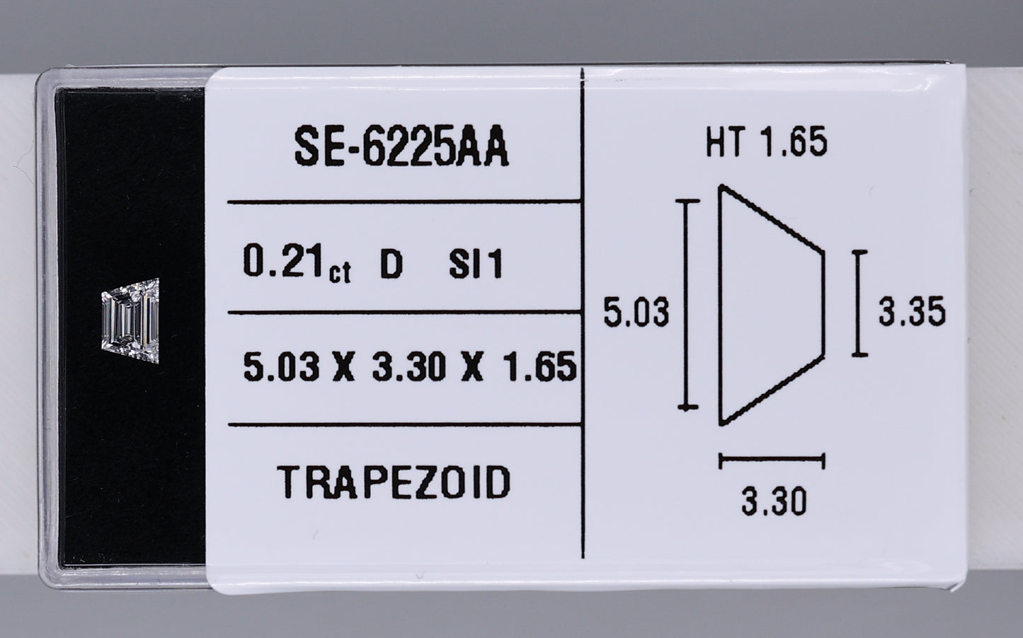 0.21 Carat Natural D SI1 Trapezoid Diamond SE-6225AA