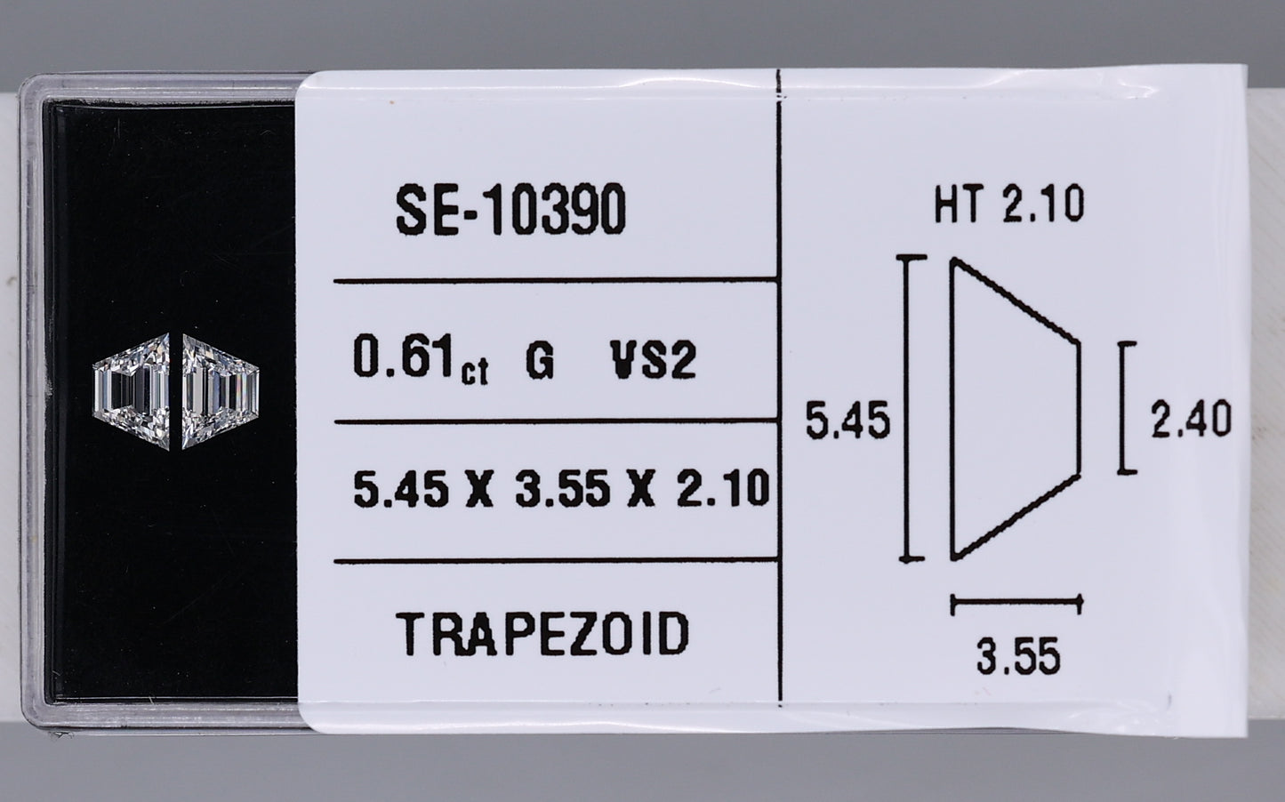 0.61 Carat Natural G VS2 Trapezoid Diamond SE-10390