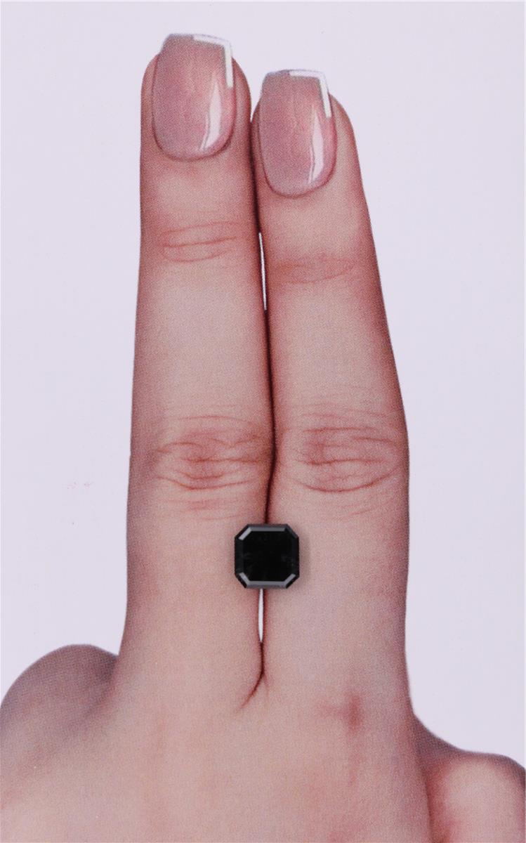 GIA 2.15 Carat Natural Fancy Black Sq emerald Diamond SE-9244GN