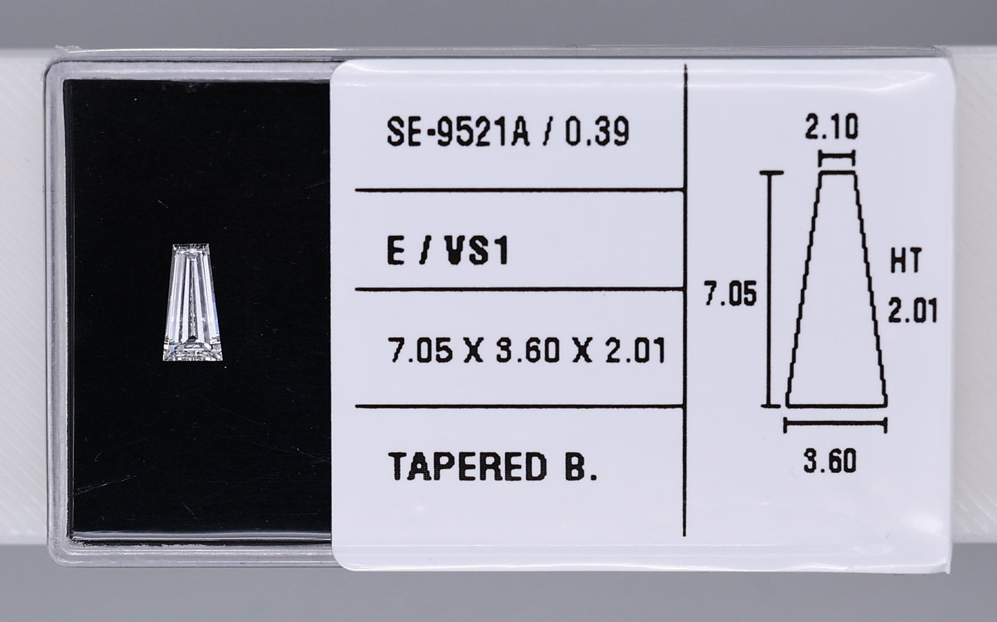 0.39 Carat Natural E VS1 Tapered baguette Diamond SE-9521A