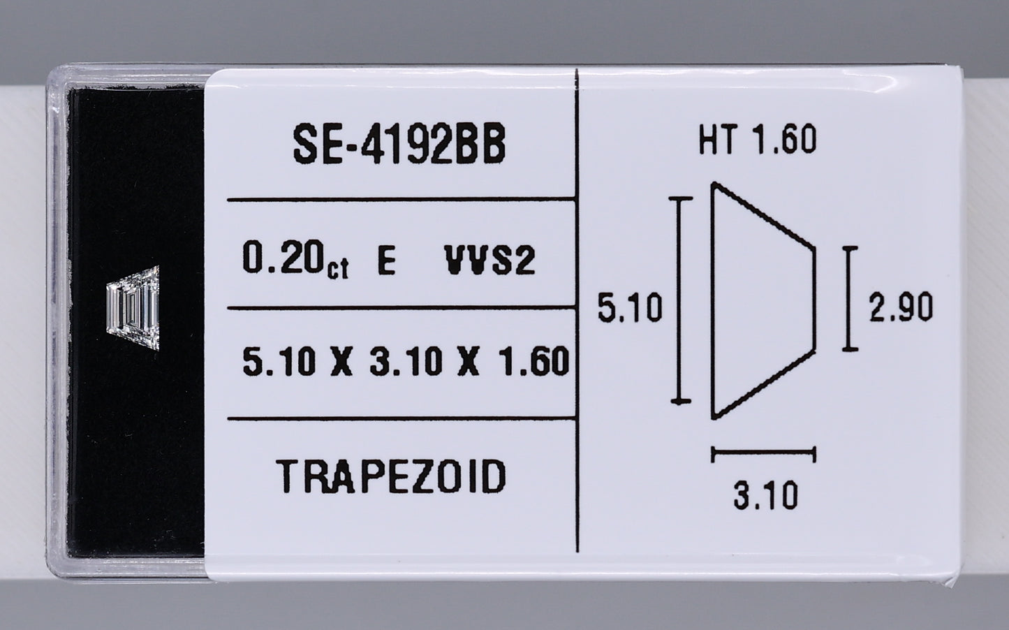 0.20 Carat Natural E VVS2 Trapezoid Diamond SE-4192BB