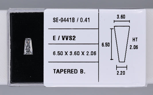 0.41 Carat Natural E VVS2 Tapered baguette Diamond SE-9441B