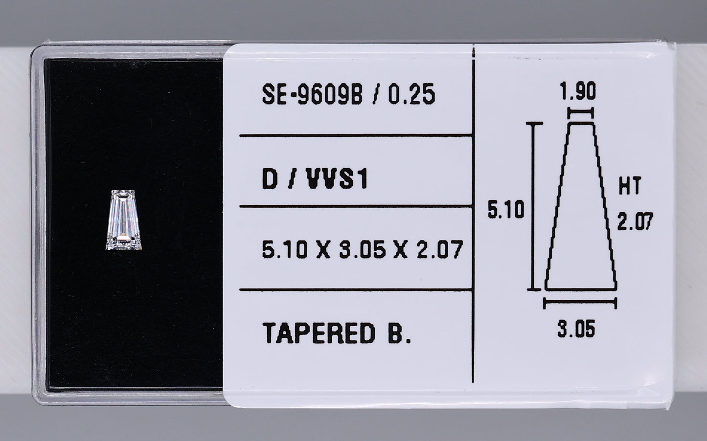 0.25 Carat Natural D VVS1 Tapered baguette Diamond SE-9609B