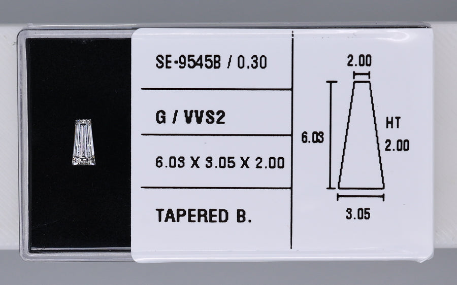 0.30 Carat Natural G VVS2 Tapered baguette Diamond SE-9545B