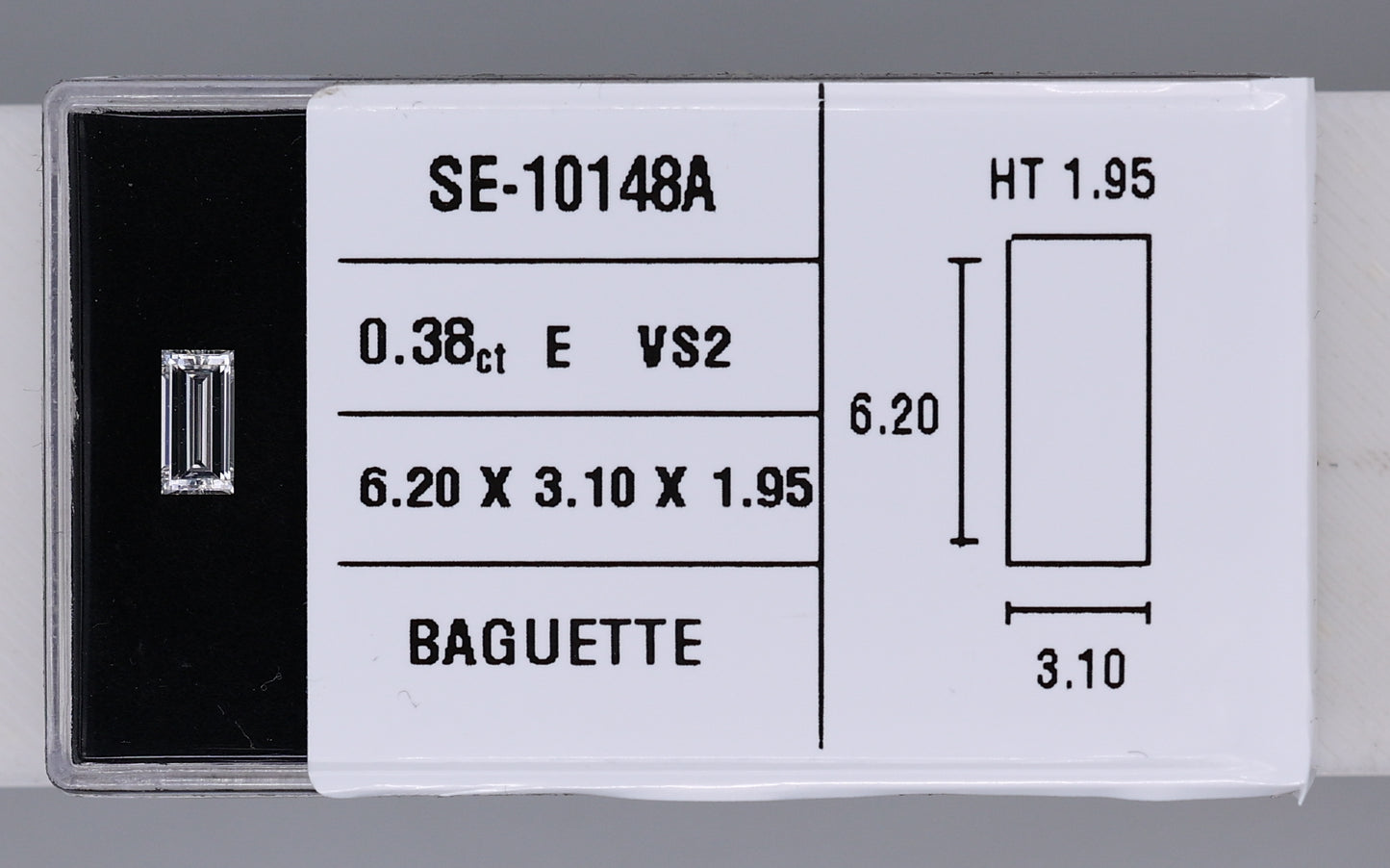 0.38 Carat Natural E VS2 Baguette Diamond SE-10148A