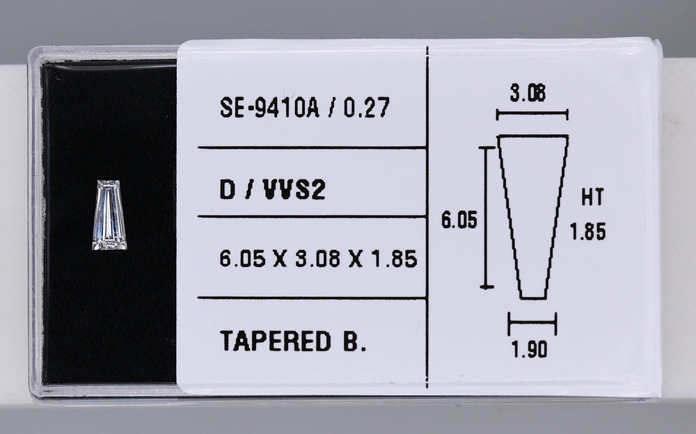 0.27 Carat Natural D VVS2 Tapered baguette Diamond SE-9410A