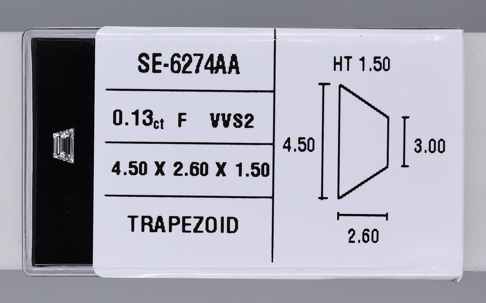 0.13 Carat Natural F VVS2 Trapezoid Diamond SE-6274AA