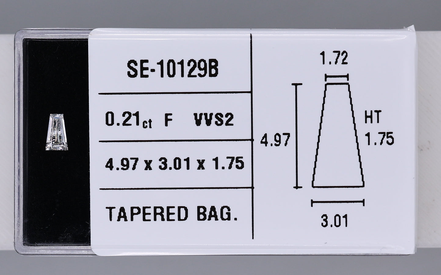 0.21 Carat Natural F VVS2 Tapered baguette Diamond SE-10129B