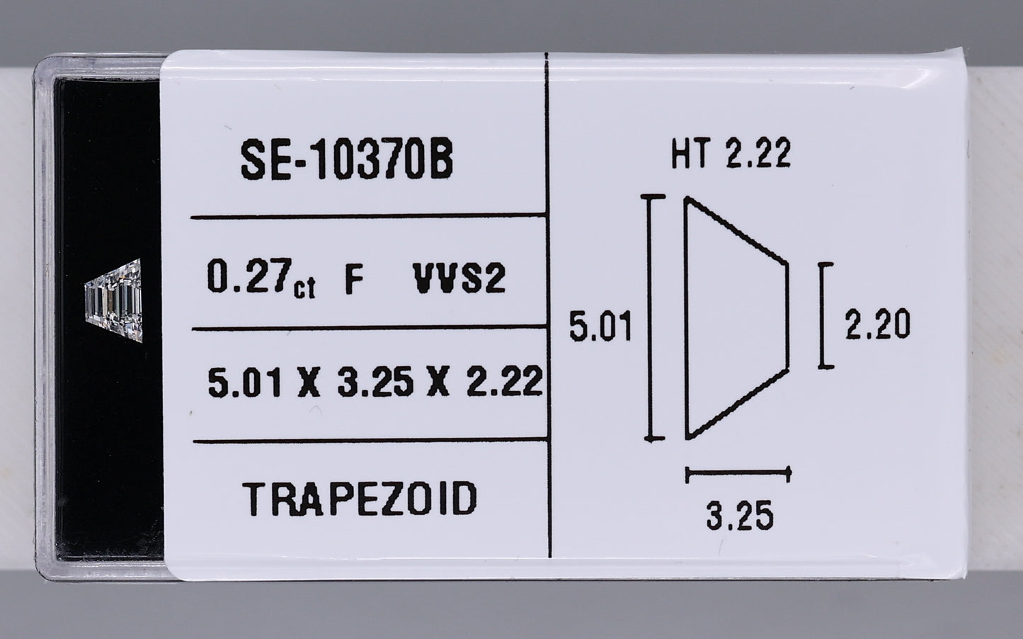 0.27 Carat Natural F VVS2 Trapezoid Diamond SE-10370B