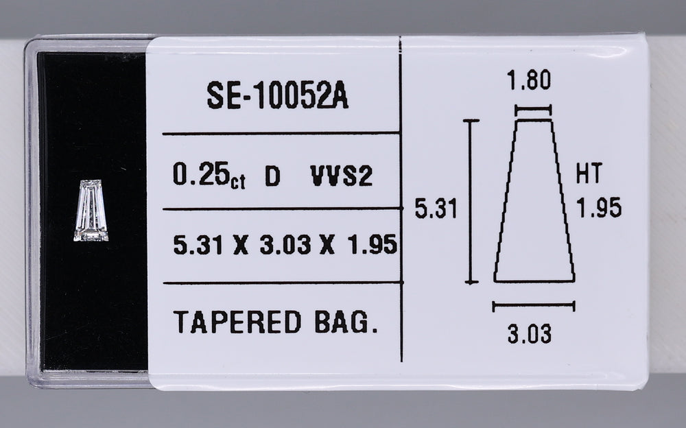 0.25 Carat Natural D VVS2 Tapered baguette Diamond SE-10052A
