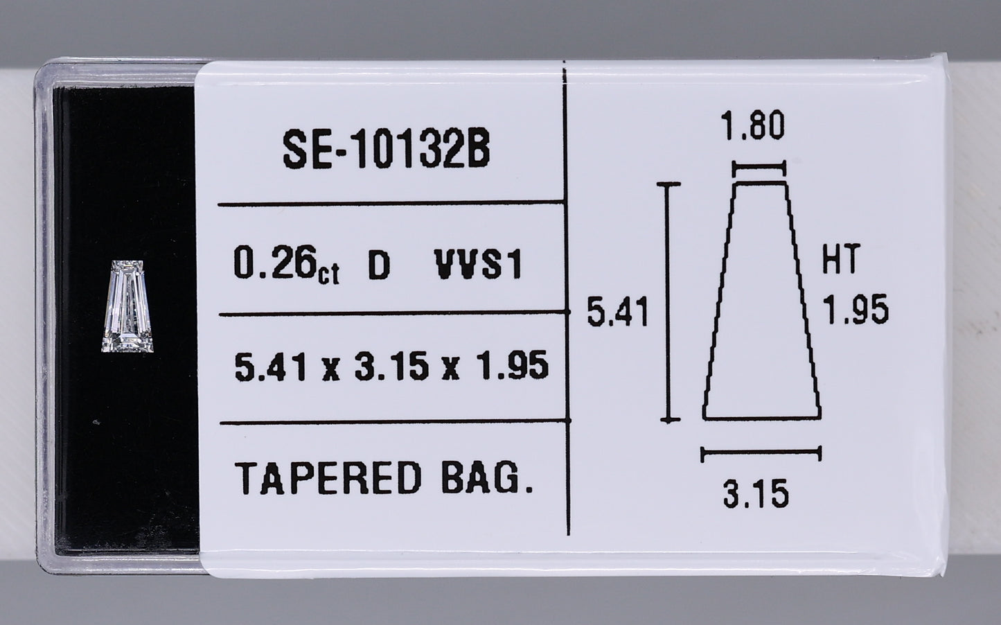 0.26 Carat Natural D VVS1 Tapered baguette Diamond SE-10132B