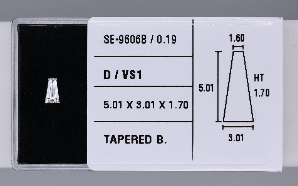 0.19 Carat Natural D VS1 Tapered baguette Diamond SE-9606B