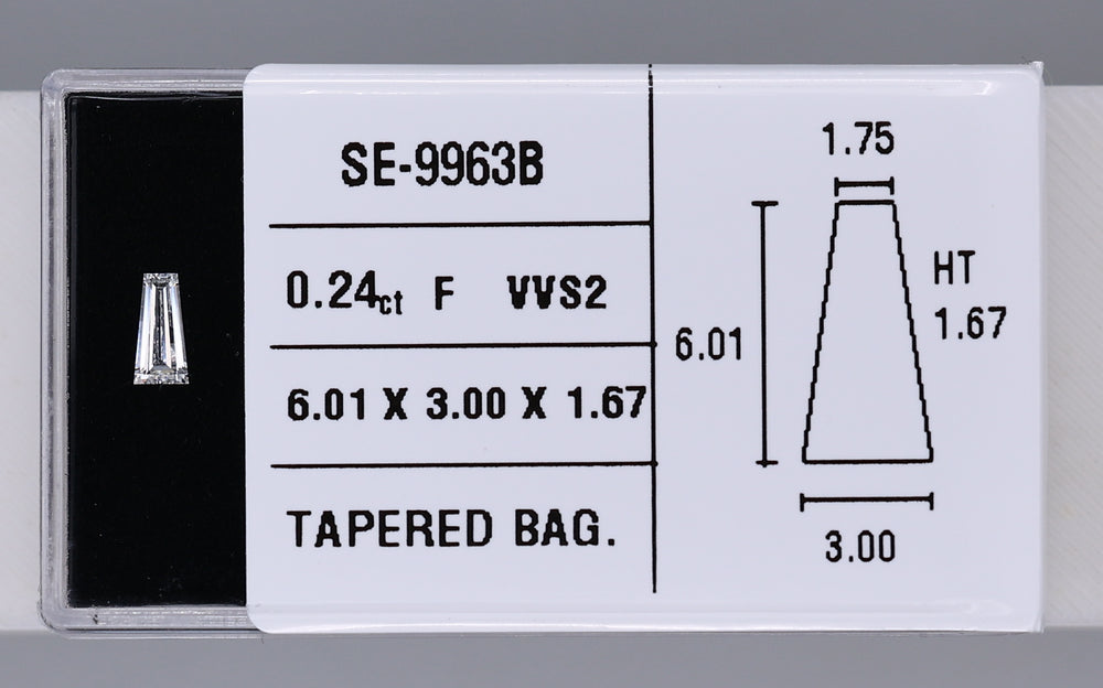 0.24 Carat Natural F VVS2 Tapered baguette Diamond SE-9963B