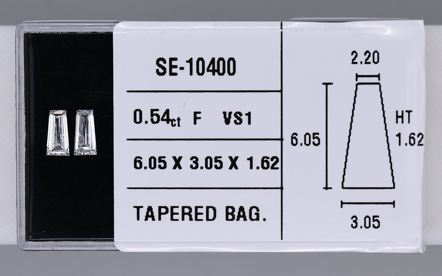 0.54 Carat Natural F VS1 Tapered baguette Diamond SE-10400
