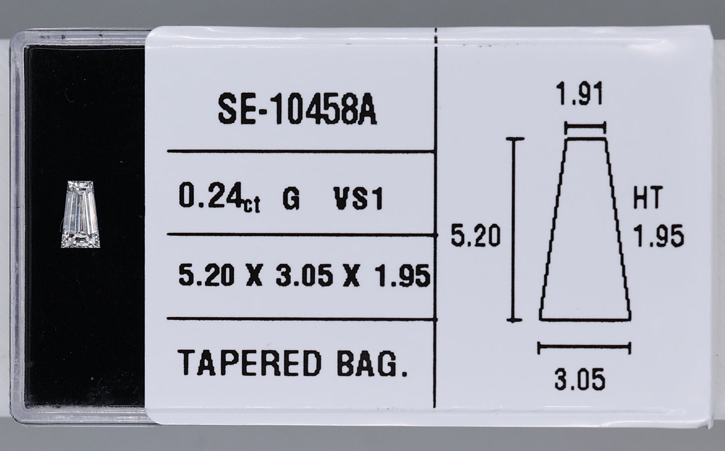 0.24 Carat Natural G VS1 Tapered baguette Diamond SE-10458A
