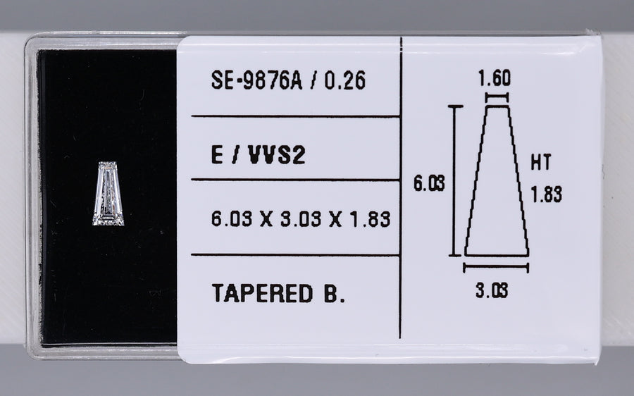 0.26 Carat Natural E VVS2 Tapered baguette Diamond SE-9876A