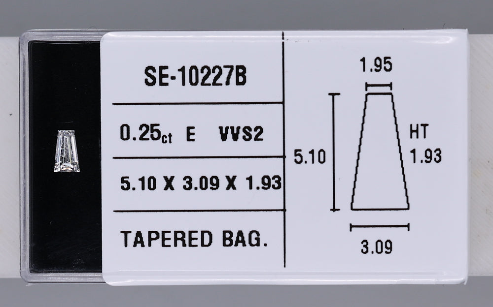 0.25 Carat Natural E VVS2 Tapered baguette Diamond SE-10227B