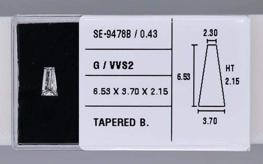 0.43 Carat Natural G VVS2 Tapered baguette Diamond SE-9478B