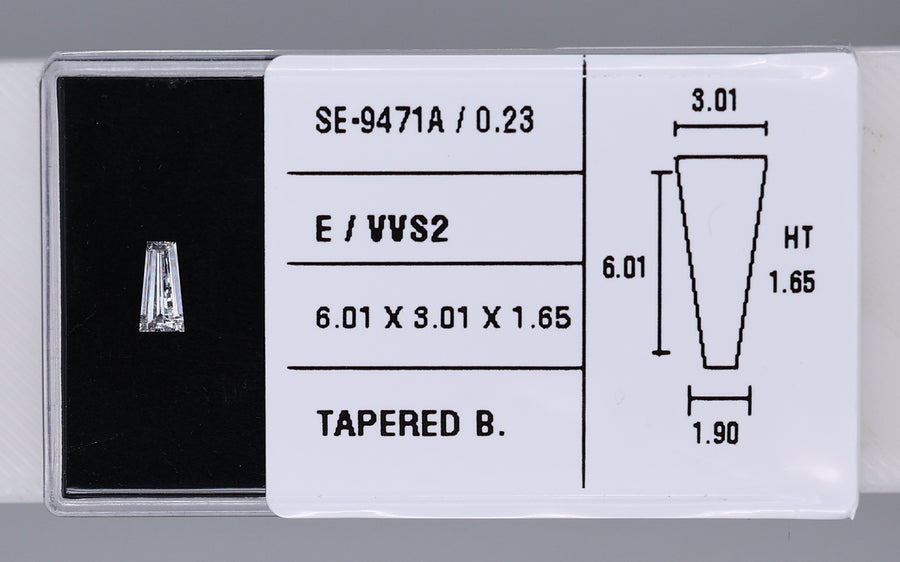 0.23 Carat Natural E VVS2 Tapered baguette Diamond SE-9471A