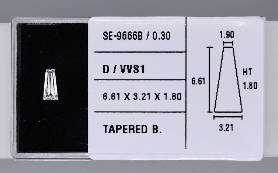 0.30 Carat Natural D VVS1 Tapered baguette Diamond SE-9666B