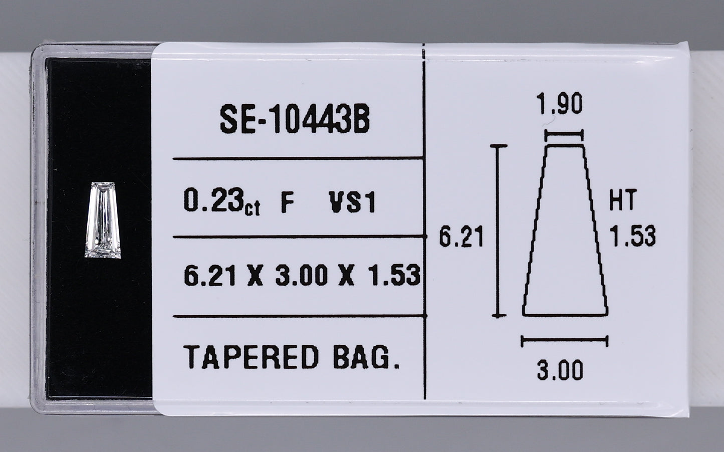 0.23 Carat Natural F VS1 Tapered baguette Diamond SE-10443B