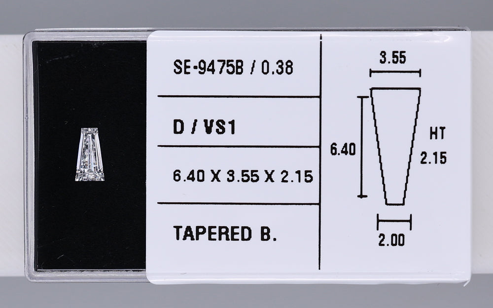 0.38 Carat Natural D VS1 Tapered baguette Diamond SE-9475B
