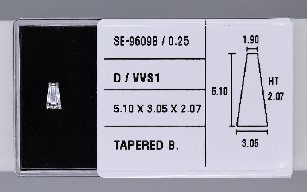 0.25 Carat Natural D VVS1 Tapered baguette Diamond SE-9609B
