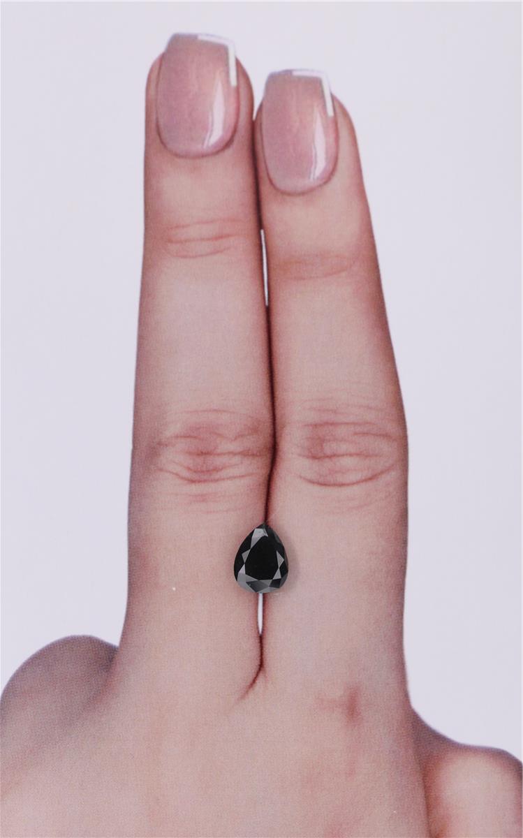 GIA 1.36 Carat Natural Fancy Black Pear Diamond SE-9054GN