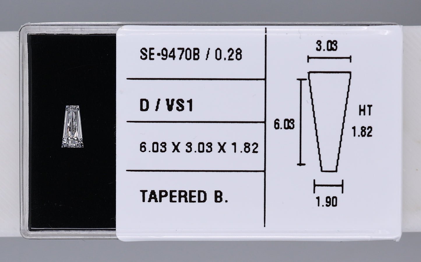 0.28 Carat Natural D VS1 Tapered baguette Diamond SE-9470B