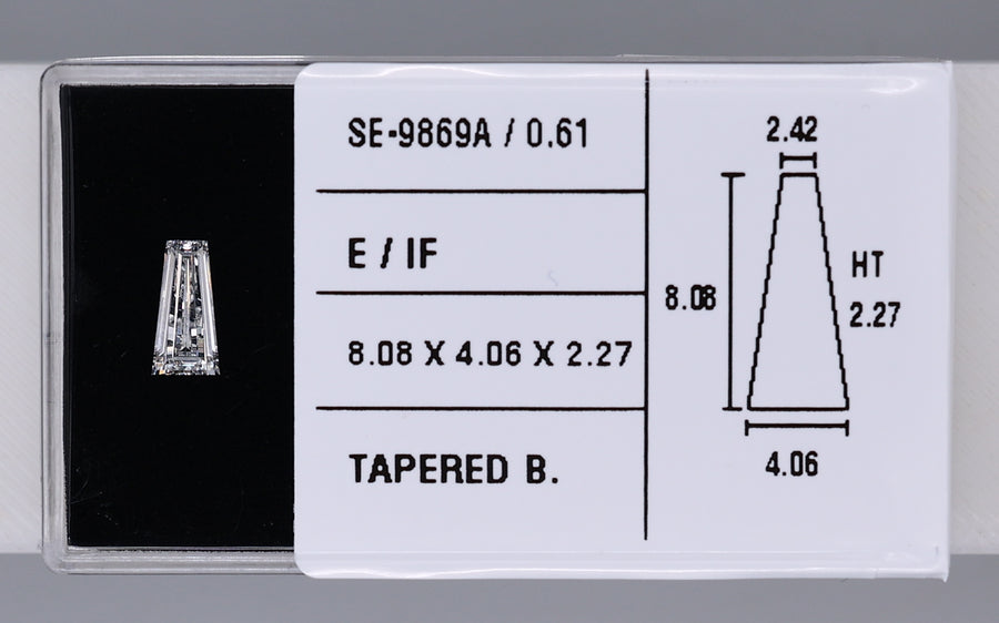 0.61 Carat Natural E IF Tapered baguette Diamond SE-9869A
