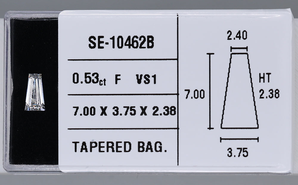 0.53 Carat Natural F VS1 Tapered baguette Diamond SE-10462B