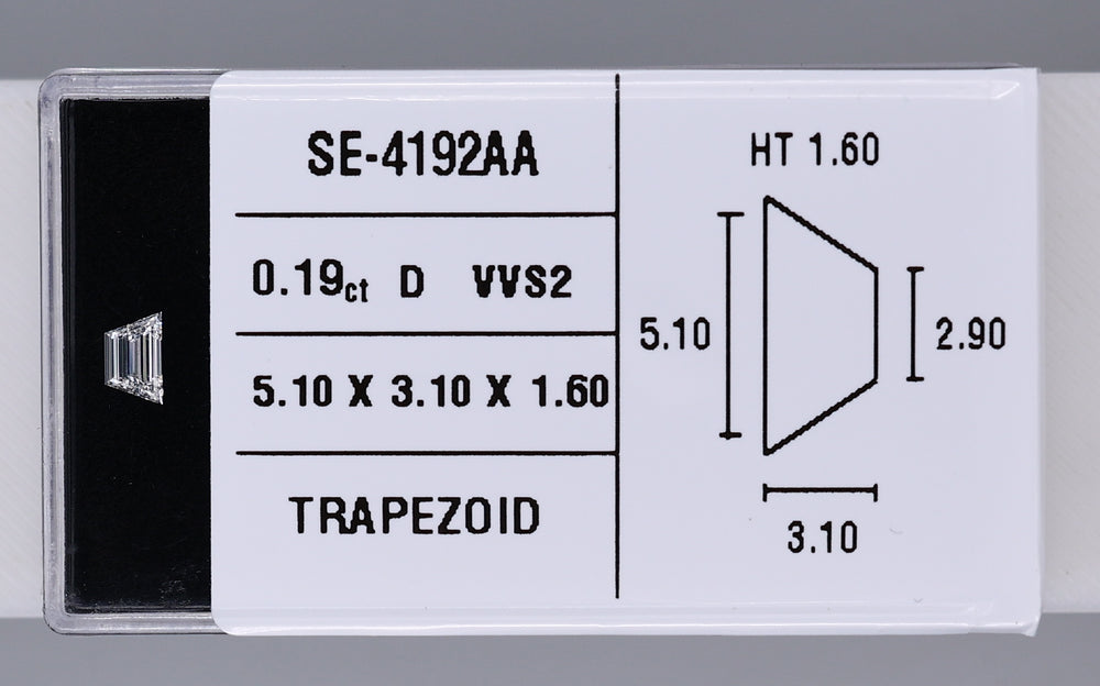 0.19 Carat Natural D VVS2 Trapezoid Diamond SE-4192AA
