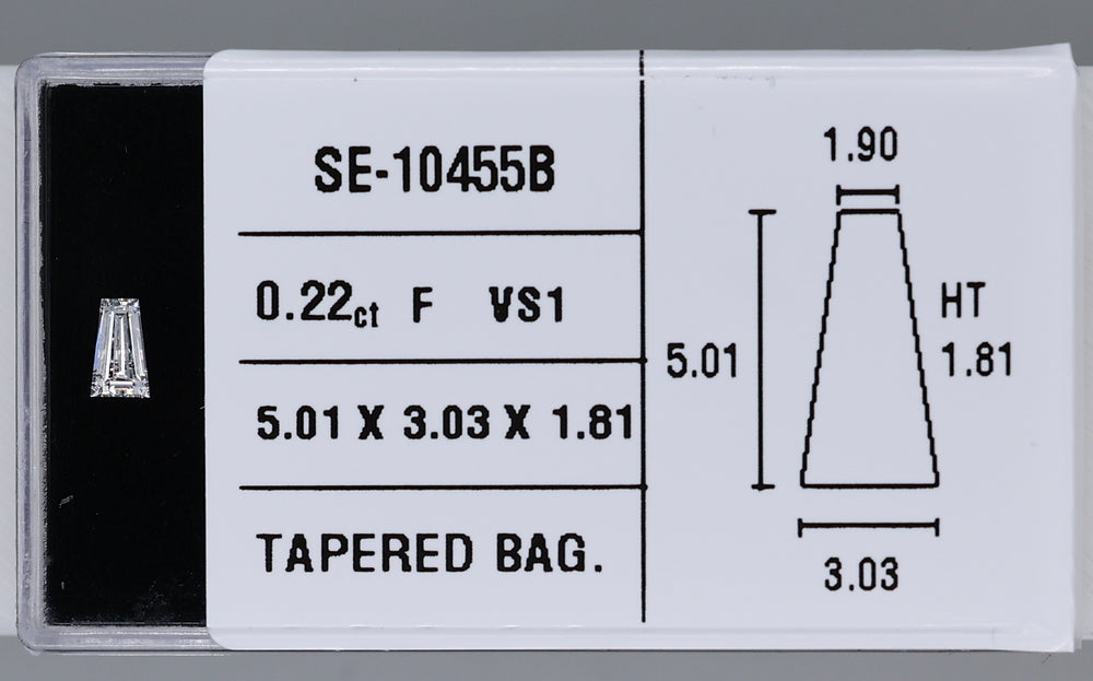 0.22 Carat Natural F VS1 Tapered baguette Diamond SE-10455B